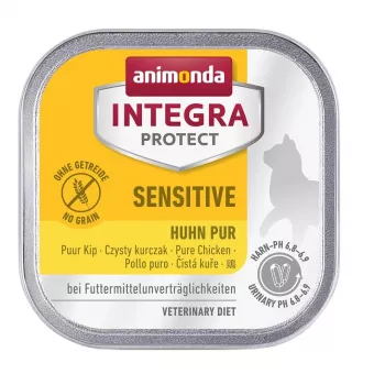 Natte voeding voor katten Animonda Integra Protect Sensitive Pure Chicken 100 g, graanvrij, glutenvrij, voor volwassen katten, allergieondersteuning