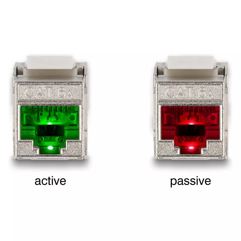 DeLOCK Keystone-module RJ45-bus naar LSA Cat.6A met LED zilver-wit