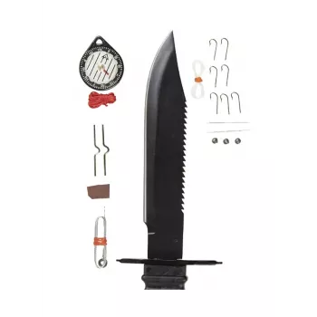 Vast survivalmes Mil-Tec Special Forces 15368000 – roestvrij staal, volledige angel, 310 mm totale lengte, 185 mm lemmet, zwart