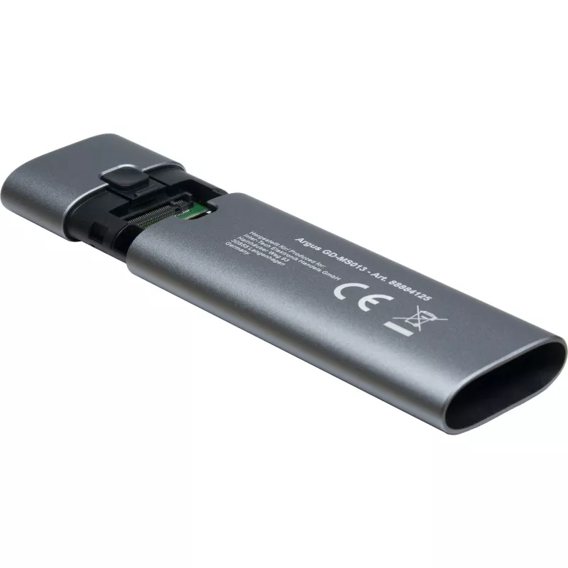 Inter-Tech GD-MS013 M.2 NVMe-schijfbehuizing, USB-C 3.2 Gen 2 10 Gbit/s, 113x37x12 mm, grijs