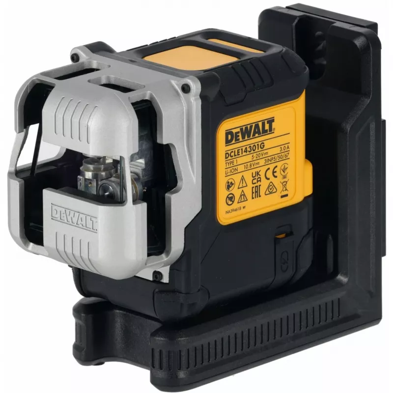 Accu-multilijnlaser DeWalt DCLE14301GB 3×180° kruislijn, 18V, groene lijnen, ingebouwde Powerstack Li-Ion