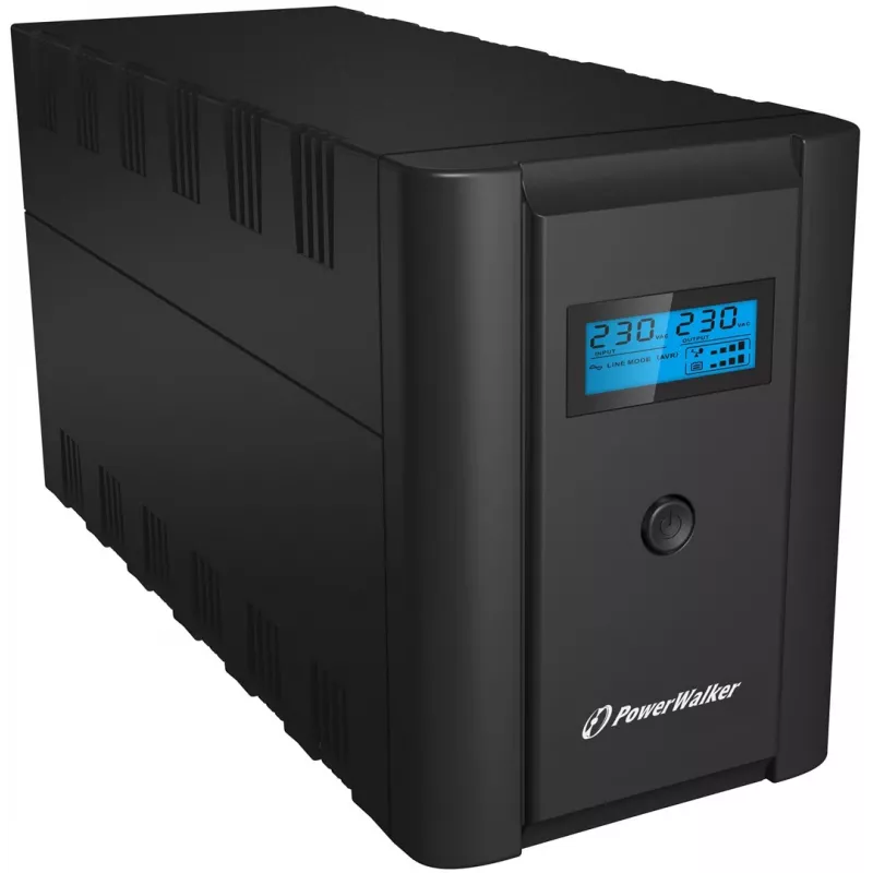 PowerWalker VI 1200 SHL line-interactive UPS 1200 VA (1,2 kVA), 600 W, 4 uitgangen (2x Schuko, 2x IEC C13), USB, LCD, zwart