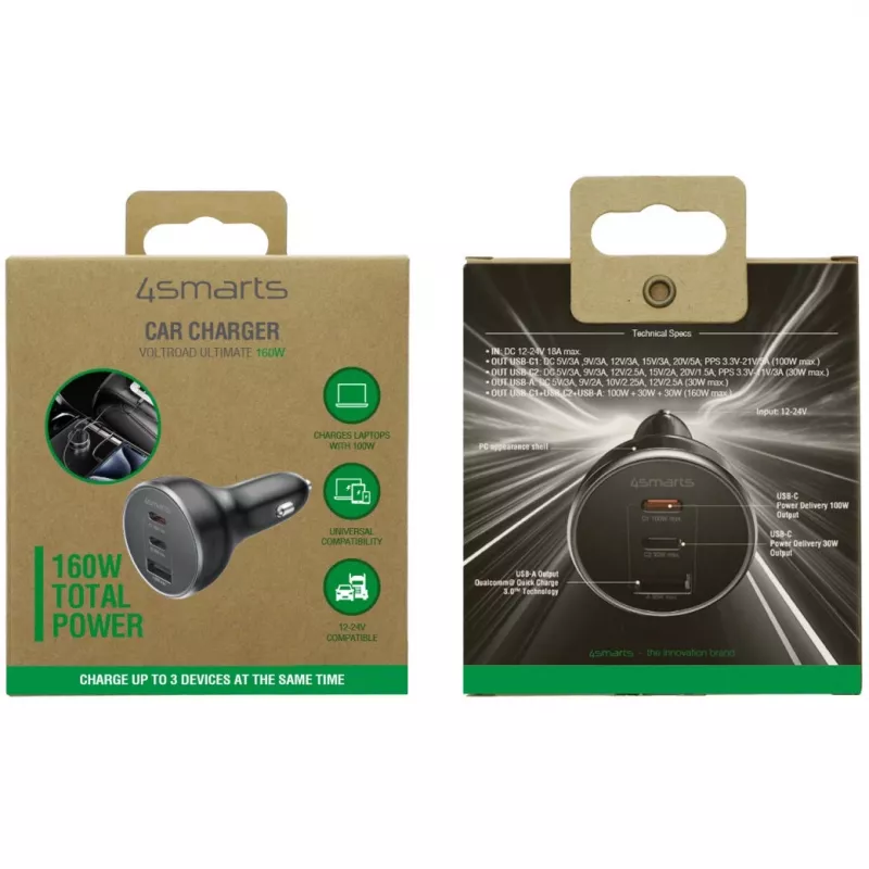 4smarts autolader VoltRoad Ultimate 160W zwart (541224)