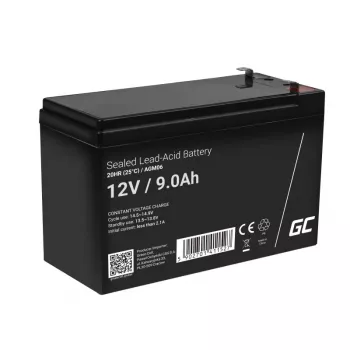 UPS-accu Green Cell AGM06 — 12 V 9 Ah loodaccu met vlies (VRLA) 95 × 151 × 65 mm, 2,3 kg