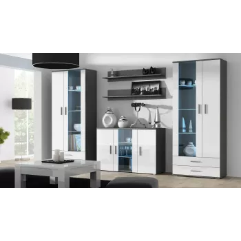 Cama sideboard 120 cm SOHO S7 grijs/wit glanzend