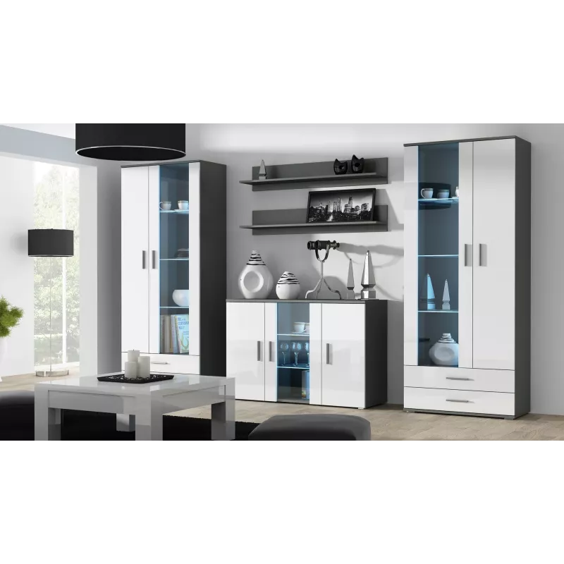 Cama sideboard 120 cm SOHO S7 grijs/wit glanzend