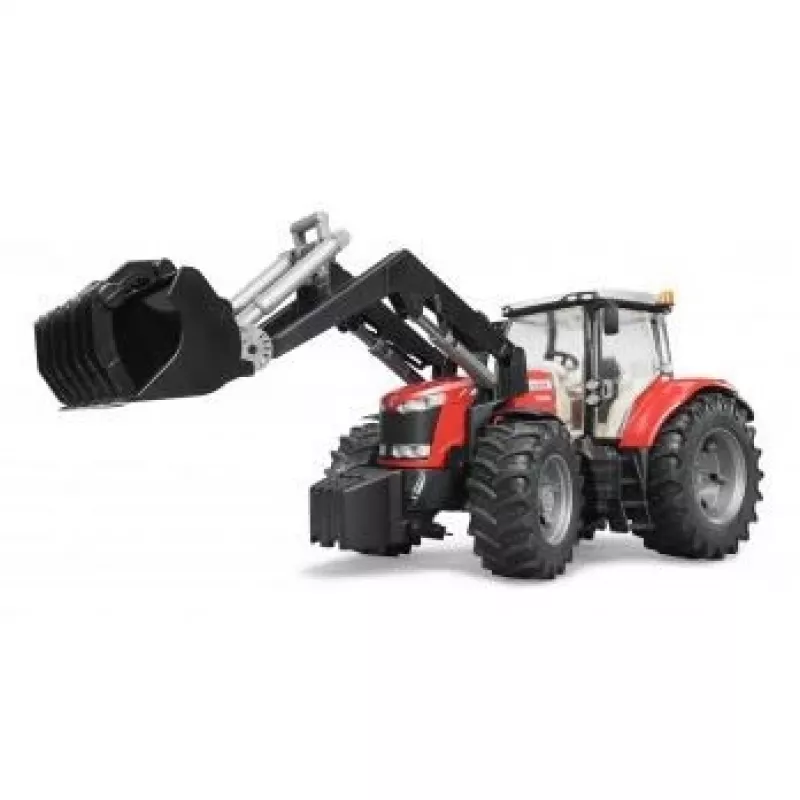 Speelgoedtractor BRUDER Massey Ferguson 7624 met voorlader, rood, voor kinderen vanaf 3 jaar
