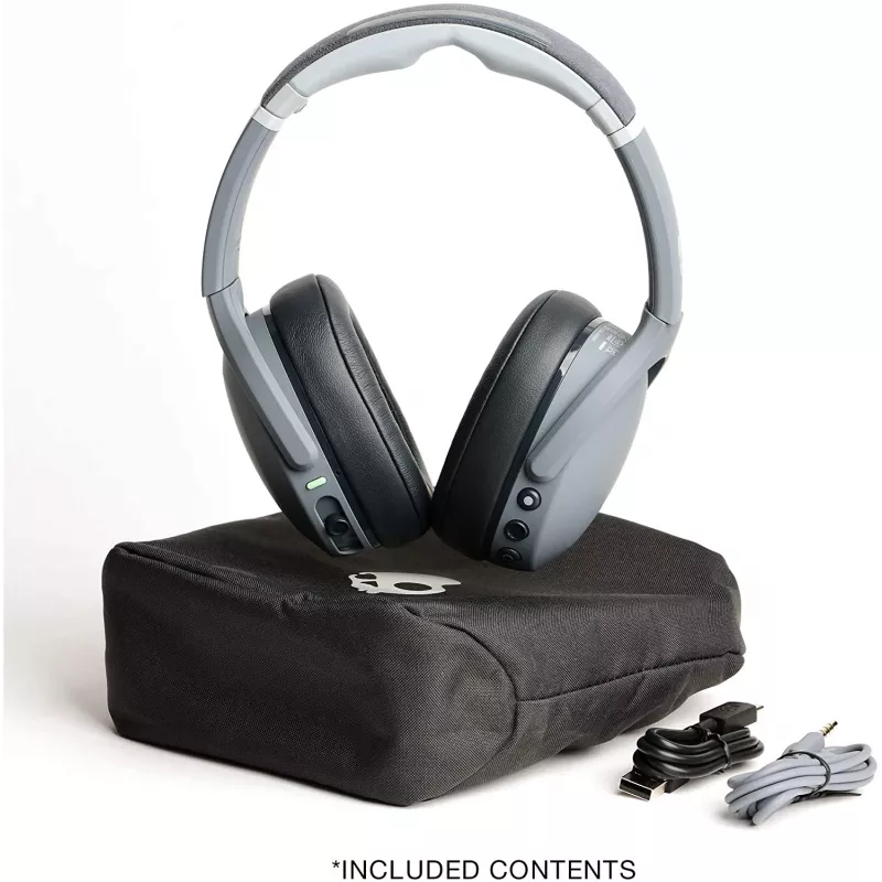 Koptelefoon Skullcandy Crusher Evo — bedraad & Bluetooth, grijs, 40 uur accu, USB-C, AUX, opvouwbaar