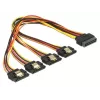 Delock 60157 SATA-stroomverlengkabel, SATA 15-pins (male) met vergrendeling naar 4x SATA 15-pins (female), 0,3 m, zwart/geel/rood/oranje