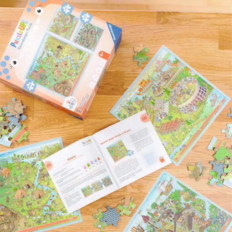 Puzzel UP geschiedenis - steentijd, Oude Rome, middeleeuwen 100, 121 en 144 stukjes