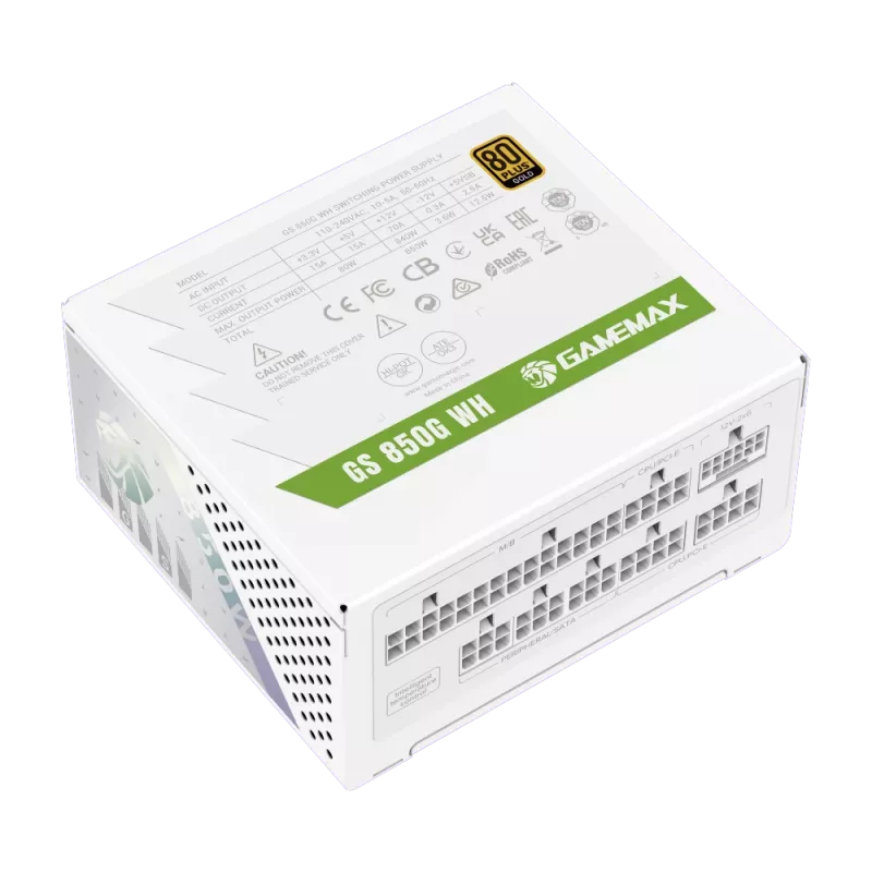 Gamemax voeding, 80 PLUS, Gold | GS 850G WH | 850 W