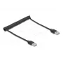 Spiralkabel DeLOCK EASY-USB 2.0 Type-A stekker naar Type-A stekker 0,5 m tot 0,8 m zwart