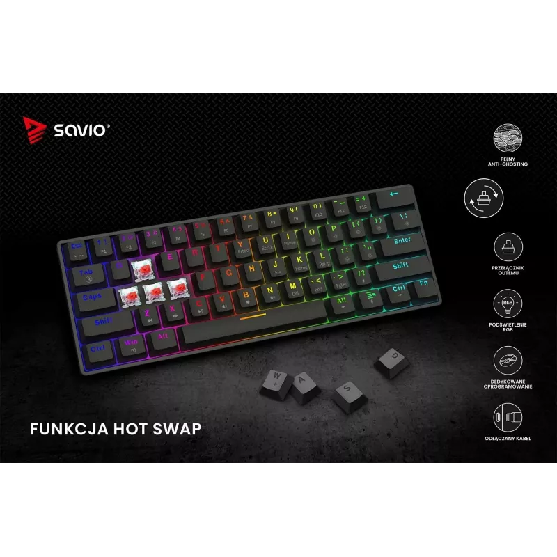 SAVIO BLACKOUT X2 mechanisch toetsenbord OUTEMU Red, hot swap