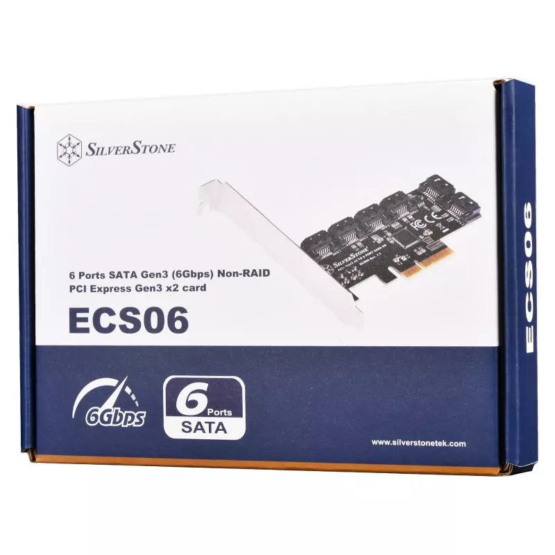 SILVERSTONE Serial ATA controller SST-ECS06 — PCIe-kaart met 6 SATA-poorten