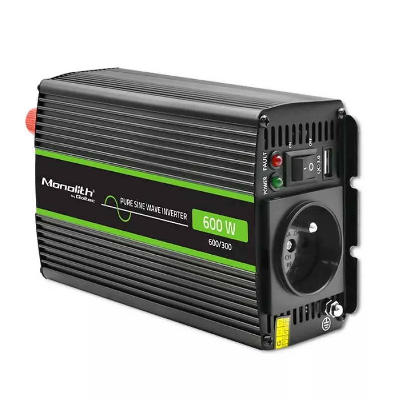 Qoltec Monolith spanningsomvormer auto 600 W 12 V