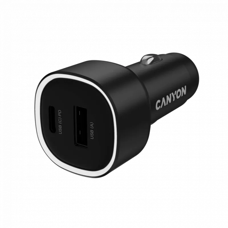 CANYON Autolader OnDrive 48 PD 48W USB-A+USB-C Zwart