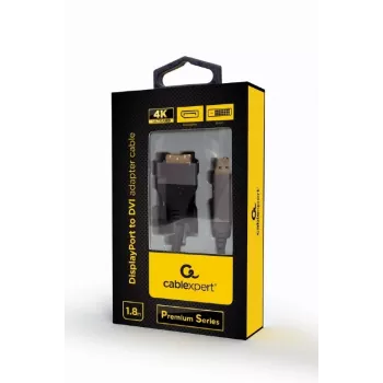 Videokabel-adapter Gembird CC-DPM-DVIM-4K-6 – DisplayPort naar DVI, 1,8 m, 4K, zwart