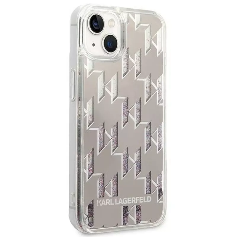 Karl Lagerfeld KLHCP14MLMNMS iPhone 14 Plus 6.7 hardcase zilver / zilver Liquid Glitter Monogram