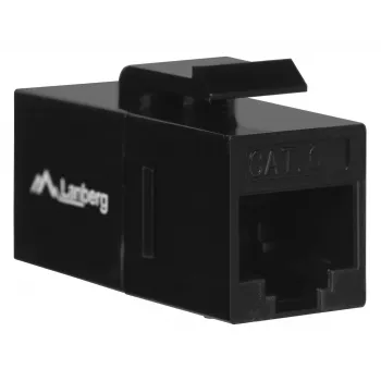 Keystone-module LANBERG KSU6-3000 — Cat6 U/UTP RJ-45 bus naar RJ-45 bus, plat ontwerp, zwart