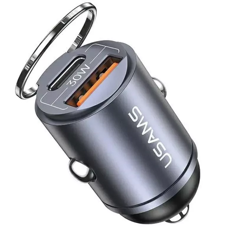 Autolader usams C38 30W — 1x USB-A + 1x USB-C snelladen