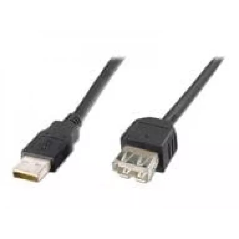 Digitus ASSMANN Basic - USB-verlengkabel - USB Type-A, 4-polig (M) - USB Type-A, 4-polig (V) - 3 m (USB/USB 2.0) - Gegoten - zwart (AK-300200-030-S)