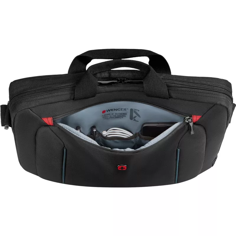 Laptoptas Wenger BQ 16 Slimcase Toploader zwart — geschikt voor 16-inch laptops, toploader-ontwerp, gevoerd vak
