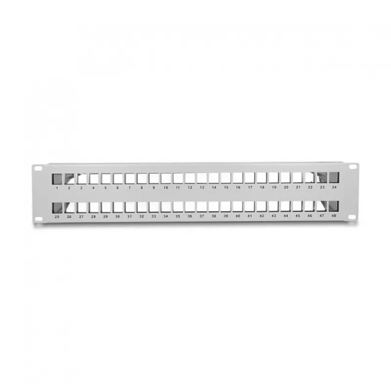 DeLOCK 19 inch Keystone patchpanel 48 poorten met trekontlasting 2U grijs