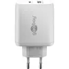 USB-C dual-snellader, PD, GaN, 65 watt (wit, 1x USB-C, 1x USB-A, Power Delivery)