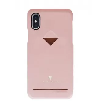Card Slot Back Shell VixFox voor iPhone X/XS — roze beschermhoes met kaartvak