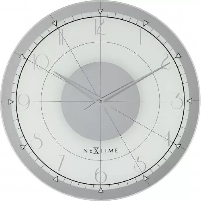 NeXtime klok 8125 Fancy Round, Ø43 cm, wand, wit/zilver
