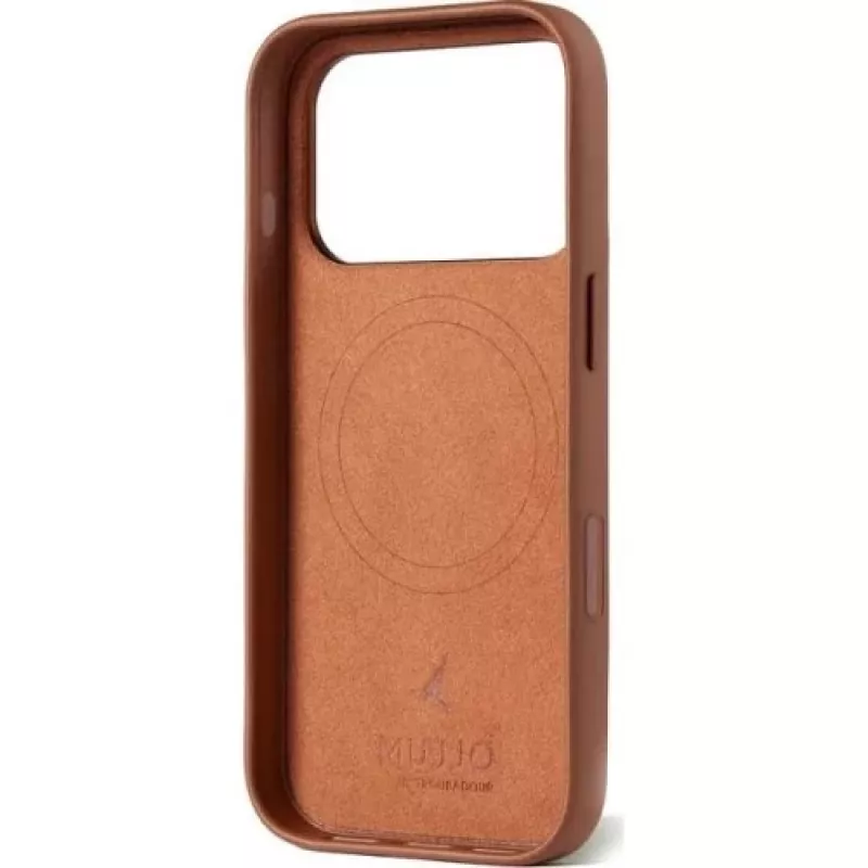 Mujjo Full Leather Case MagSafe hoes voor iPhone 17 Pro bruin