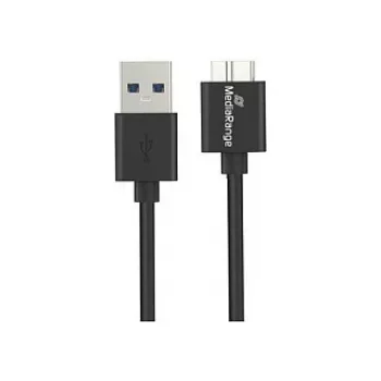 USB-A naar Micro-B USB 3.0 laad- en synchronisatiekabel MediaRange MRCS239 — 50 cm, 5 Gbit/s, 5 W, zwart