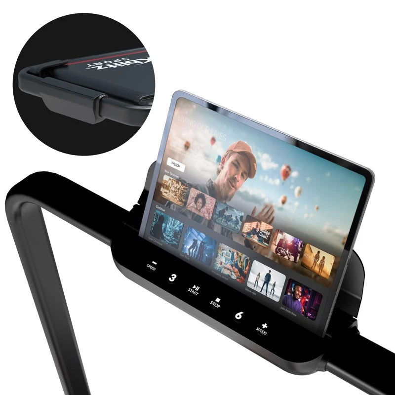 Gemotoriseerde loopband Xblitz X-RUNNER — opvouwbaar compact, max. snelheid 12 km/h, max. draagvermogen 120 kg, zwart