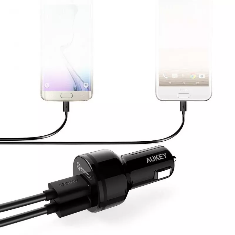 CC-T8 ultrasnelle auto-oplader 2x USB 3.0 6A 36W + micro-USB-kabel 1m