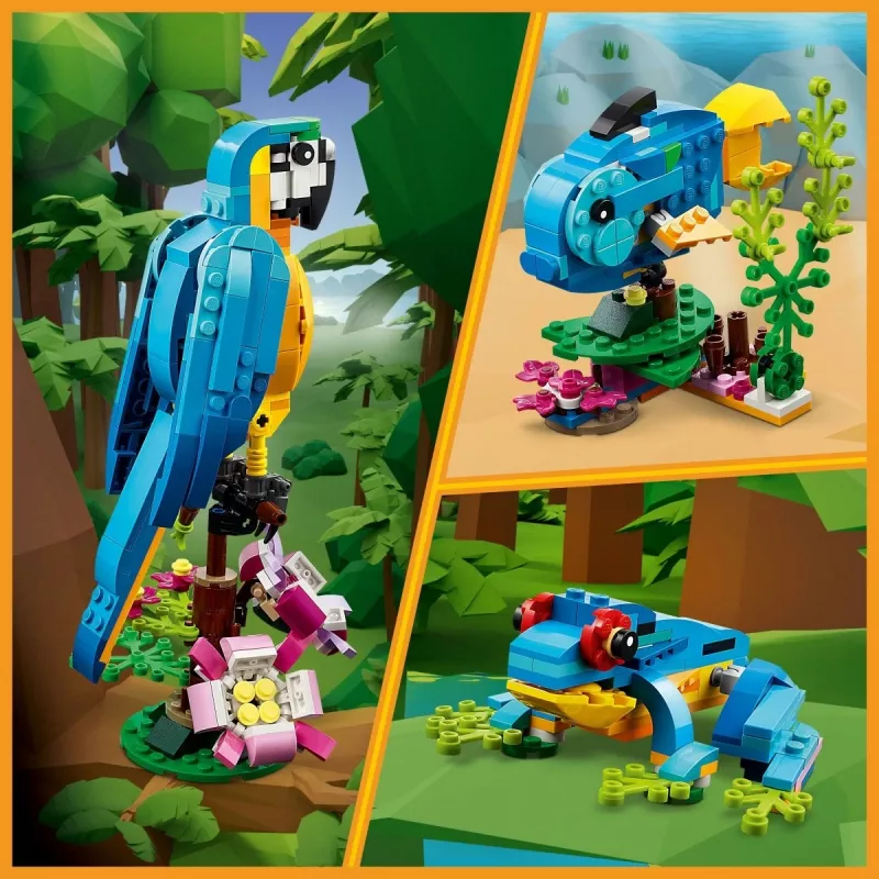 LEGO bouwset exotische papegaai 31136 — Creator displaymodel, 253 onderdelen, 220×120×110 mm
