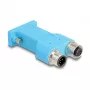 DELOCK D-Sub 9 bus naar 2× M12 5-polig A-gecodeerd CAN-bus-splitter 180° blauw