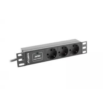 Lanberg PDU-03F-0200-BK stroomverdelereenheid (PDU) 1U zwart 3 AC-uitgangen (PDU-03E-0200-IEC-BK)