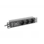 Lanberg PDU-03F-0200-BK stroomverdelereenheid (PDU) 1U zwart 3 AC-uitgangen (PDU-03E-0200-IEC-BK)