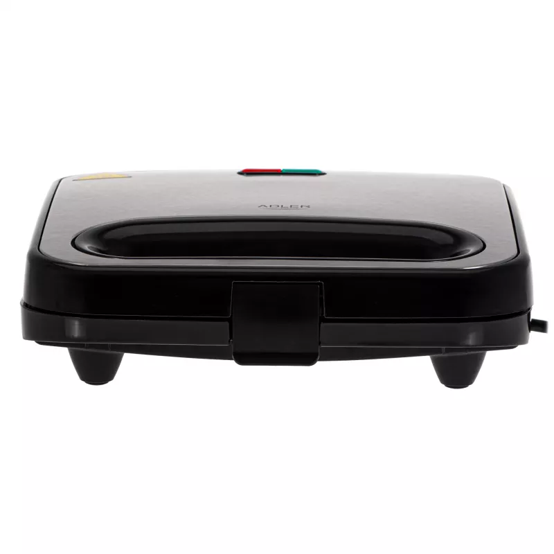 Sandwichmaker Adler AD 3076 — 1000 W compacte tafel-sandwichmaker, zwart/zilver
