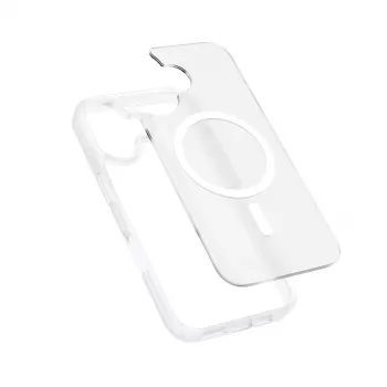 Crong Hybrid Matte Magnetic MagSafe-hoes voor iPhone 17 – doorschijnend wit, PC+TPU