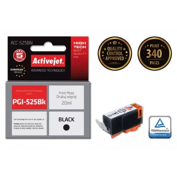 Compatibele ActiveJet ACC-525BN inktpatroon, zwart, pigmentbasis 20 ml, hoge (XL) capaciteit, voor Canon PGI-525Bk