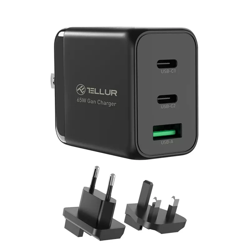 Wandlader Tellur TLL151451 65W, 3-poorts (2x USB-C, 1x USB-A)
