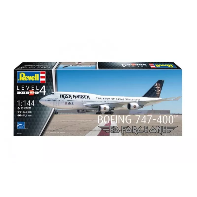 Revell 03780 Boeing 747-400 Iron Maiden Ed Force One 1:144 schaal ongeschilderde/ongebouwde plastic modelbouwpakket
