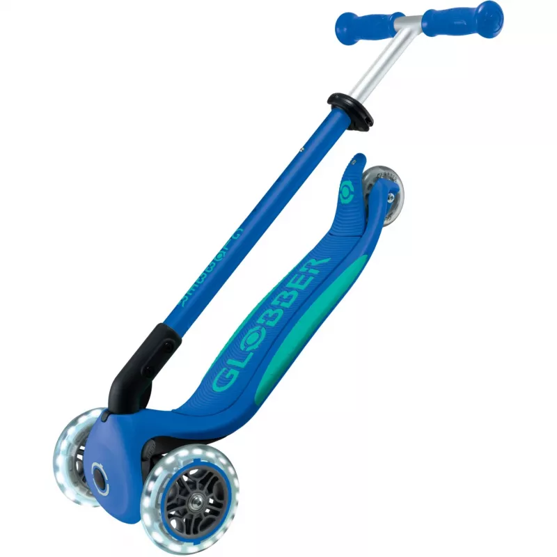 Primo Foldable Plus Lights, scooter donkerblauw/turquoise