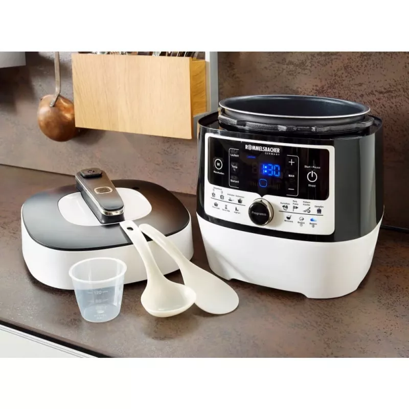 Elektrische snelkookpan Rommelsbacher MD 1000 – 4 l, 1000 W, 14 programma's, wit/zwart