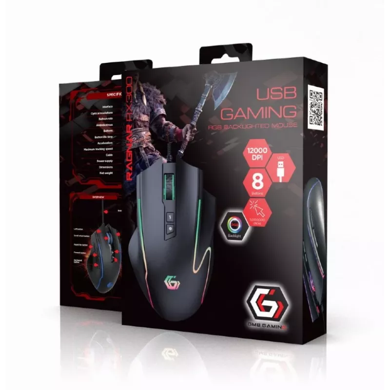 RAGNAR RX300 bekabelde RGB-lasermuis 12000 DPI