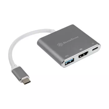 SilverStone SST-EP08C - USB 3.1 Type-C-adapter naar HDMI/USB Type-C/USB Type-A - zilver