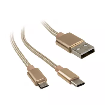 Akasa AK-CBUB42-12GL USB-kabel 1,2 m USB 2.0 USB A USB C/Micro-USB B goud (AK-CBUB42-12GL)