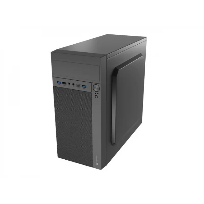 PC-behuizing NATEC Helix Mini Tower zwart — microATX/Mini-ITX, 3×3,5 inch + 5×2,5 inch, 33 cm GPU, USB-C/USB-A aansluitingen