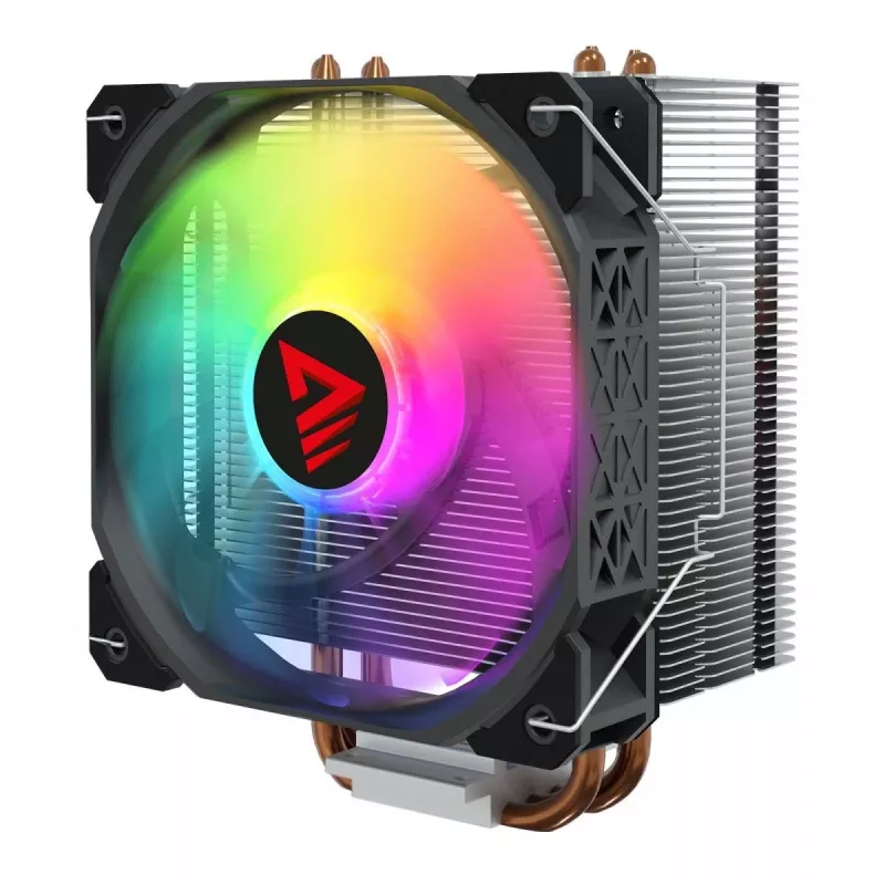 CPU-luchtkoeler SAVIO SAVGCOVORTEXX2ARGB met 4 heatpipes, 120-mm-ARGB-ventilator, zwart
